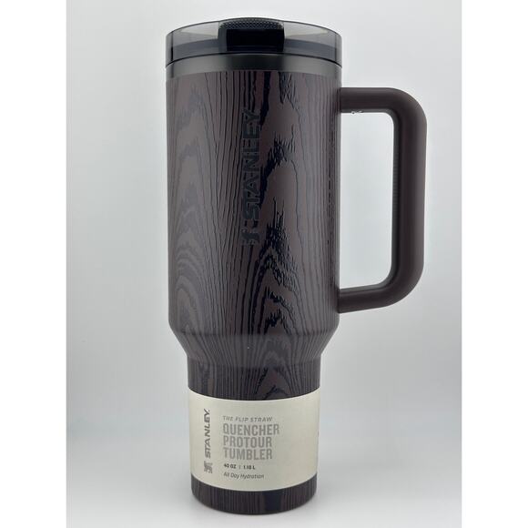 STANLEY QUENCHER PROTOUR 40 OZ FLIP STRAW TUMBLER, REDWOOD WOODGRAIN - Picture 1 of 5